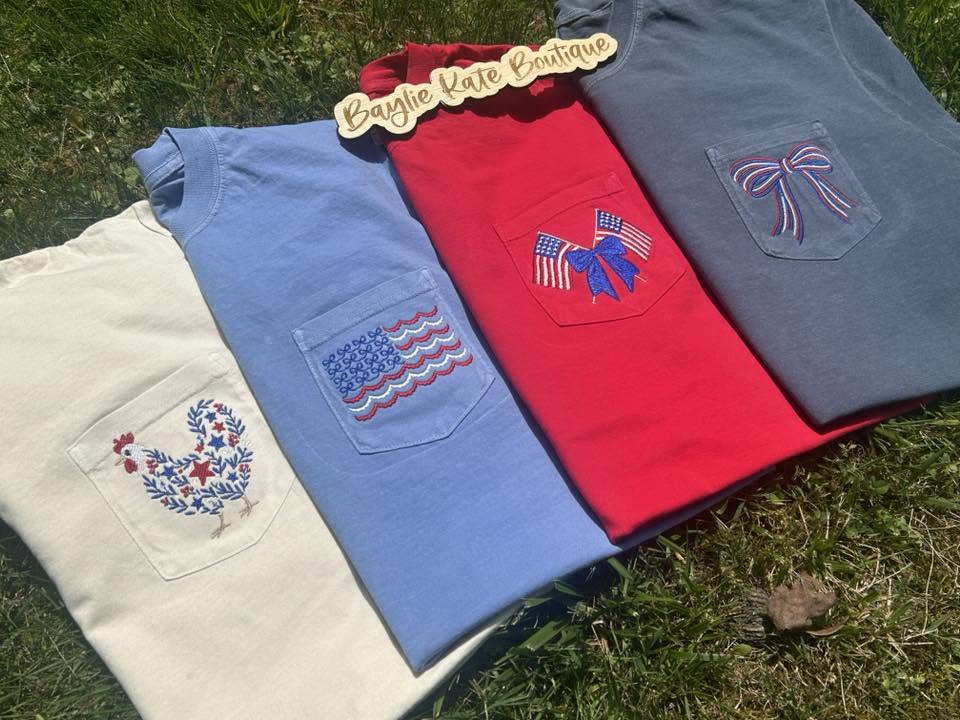 Embroidered Patriotic Pocket tee