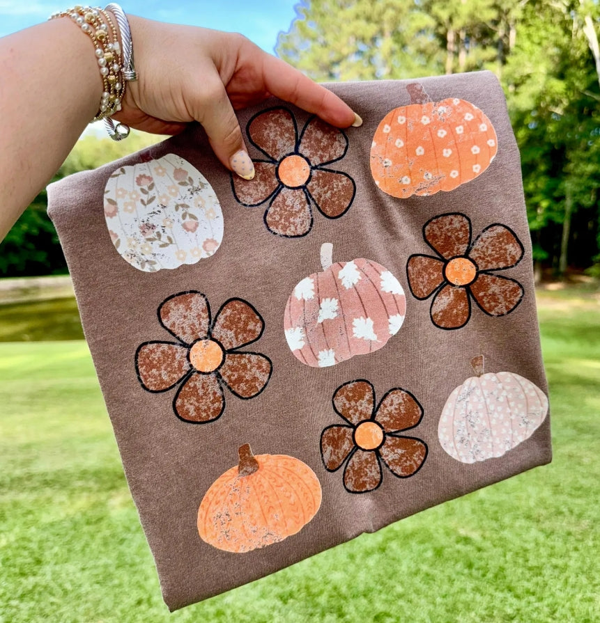 Fall Flower Pumpkin Coquette DTF Print