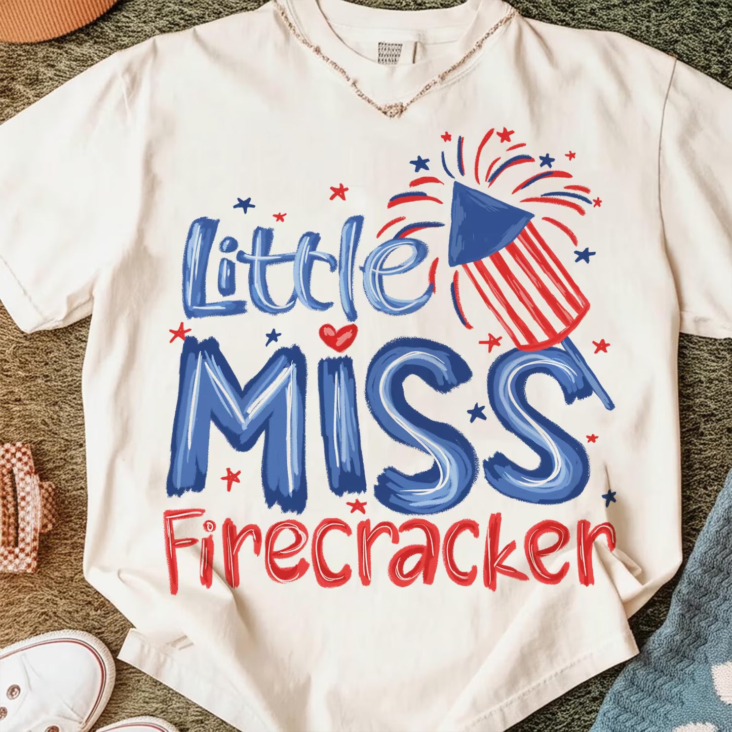Little Miss Firecracker July 4th DTF Transfer