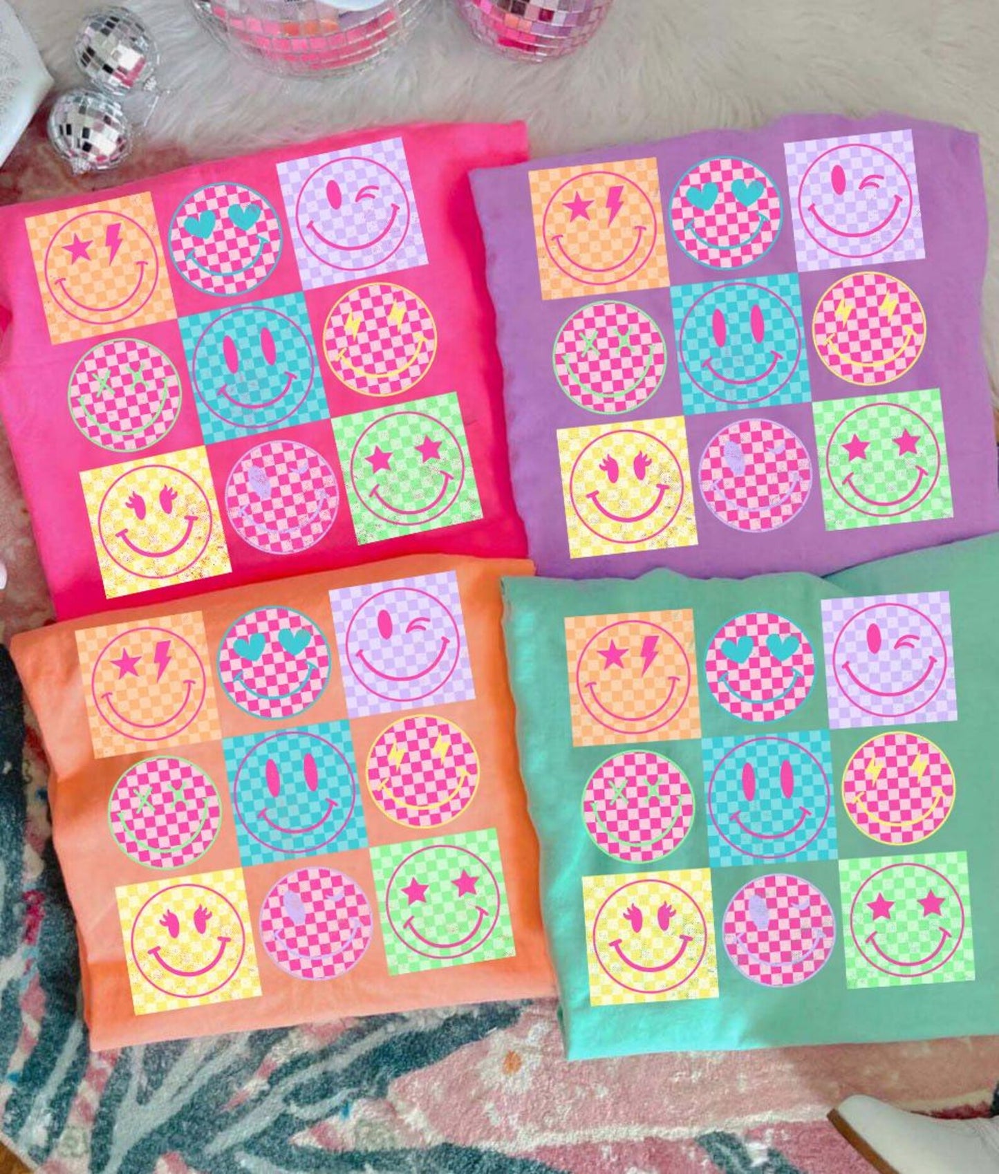 Neon Retro Smiley Coquette Summer DTF Transfer