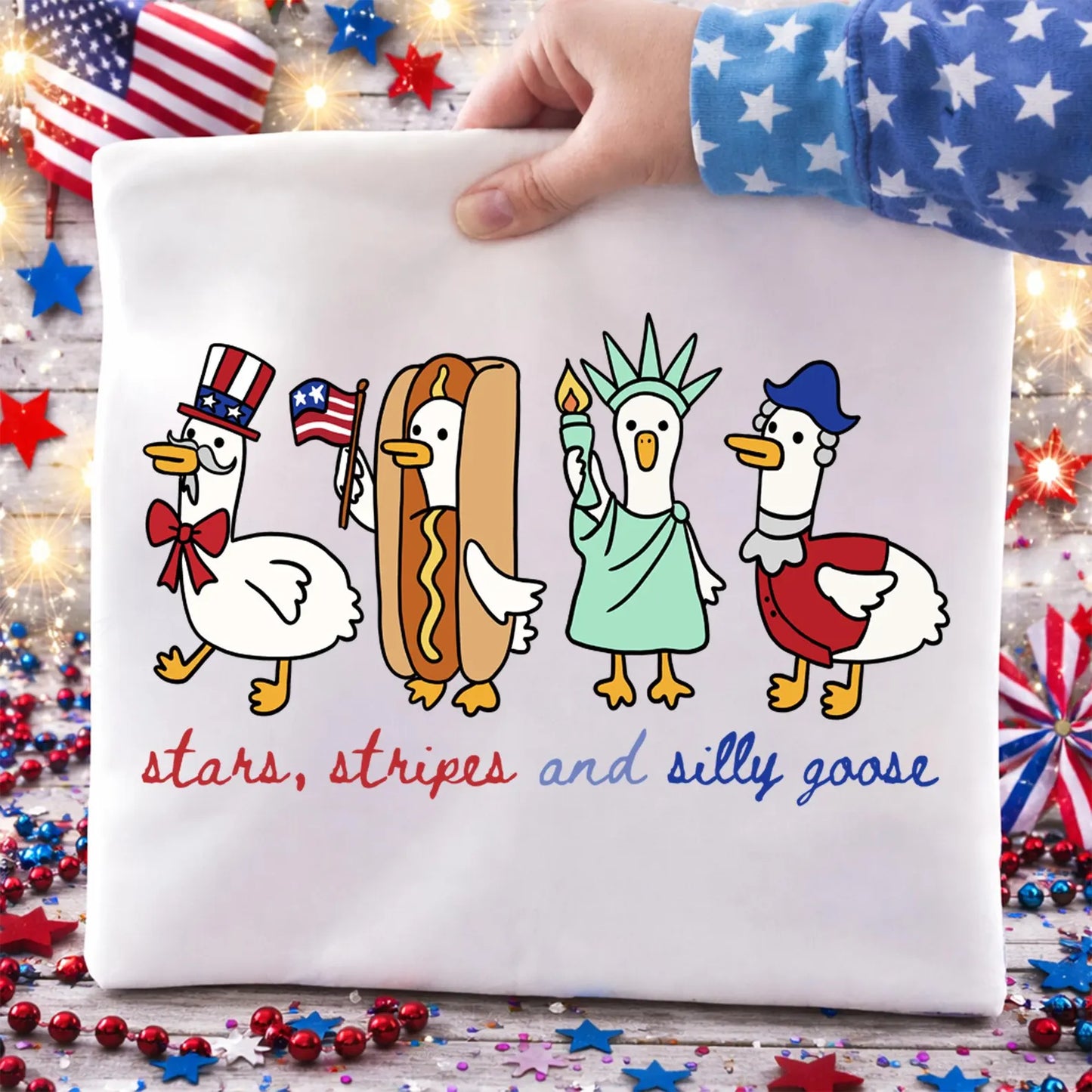 Stars, Stripes, and Silly Goose July 4th DTF Transfer