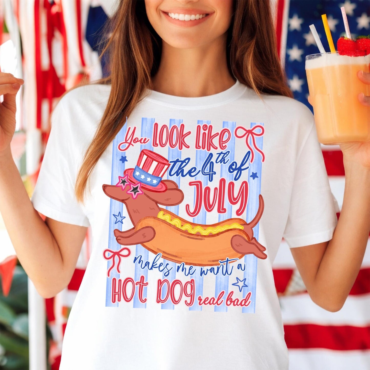 You Look Like the 4th of July Hotdog July 4th DTF Transfer