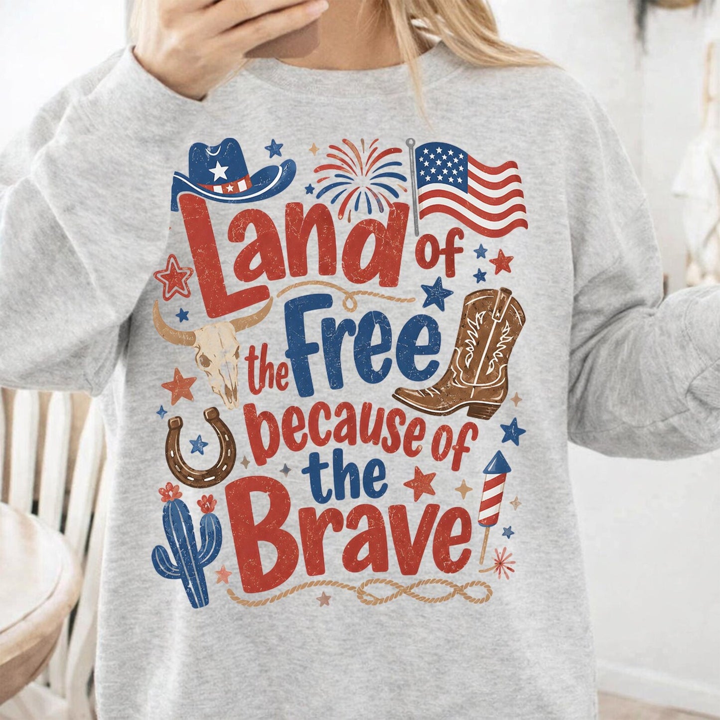 Land of the Free Because of the Brave July 4th DTF Transfer