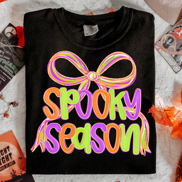 Spooky Season Neon Bow Halloween DTF Print