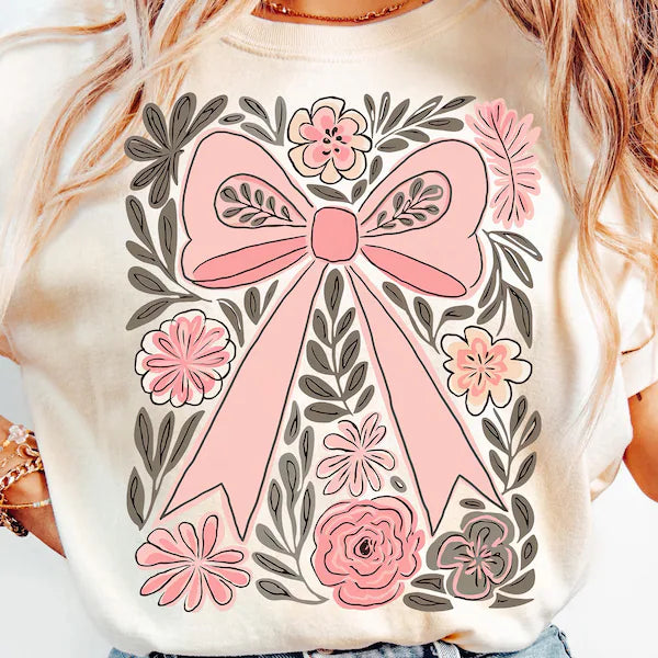 Pink Bow Fall DTF Print