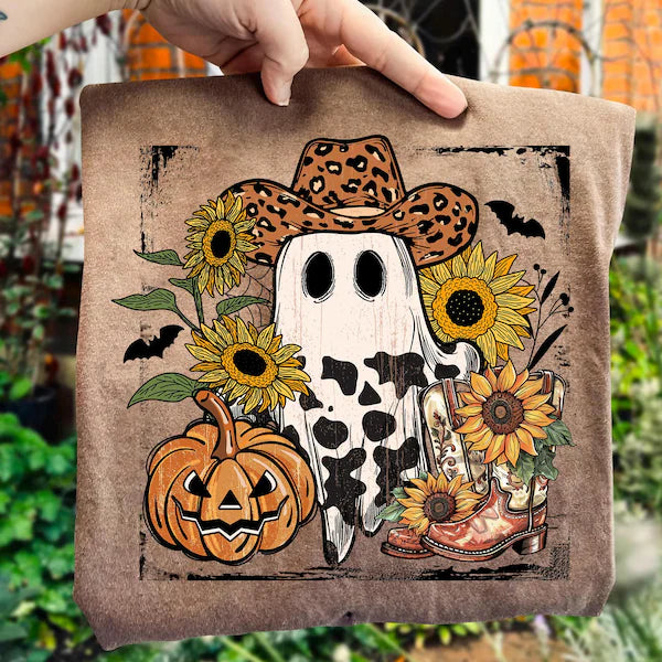 Cowboy Ghost Sunflower Halloween DTF Print