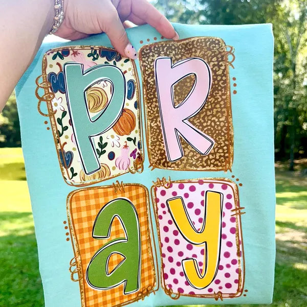 Pray Letterblock Fall DTF Transfer