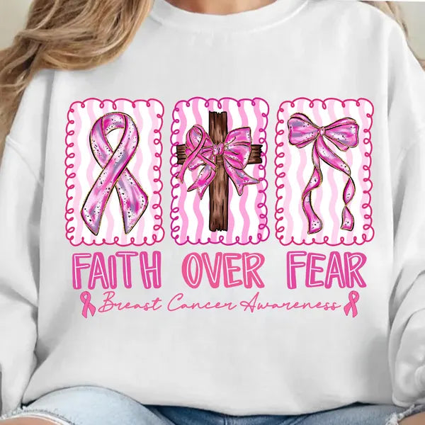 Faith Over Fear Breast Cancer Awareness DTF Transfer