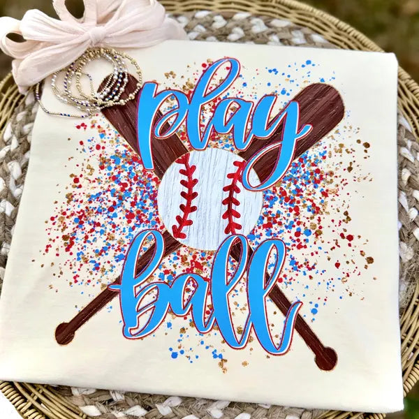Play Ball Splatter Baseball DTF Transfer