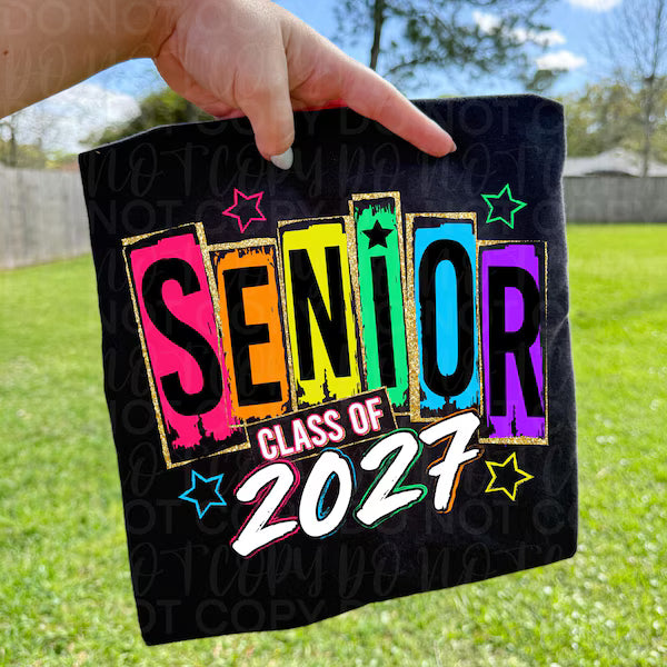 Senior 2027 Neon Block School DTF Print
