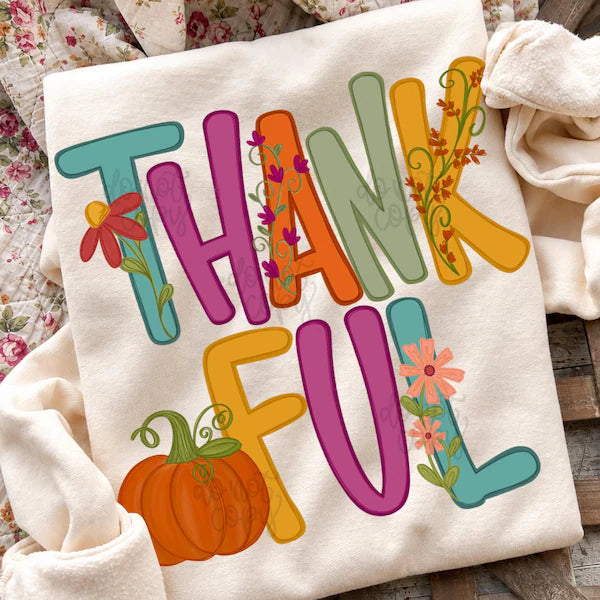 Thankful Doodle Fall Thanksgiving DTF Print