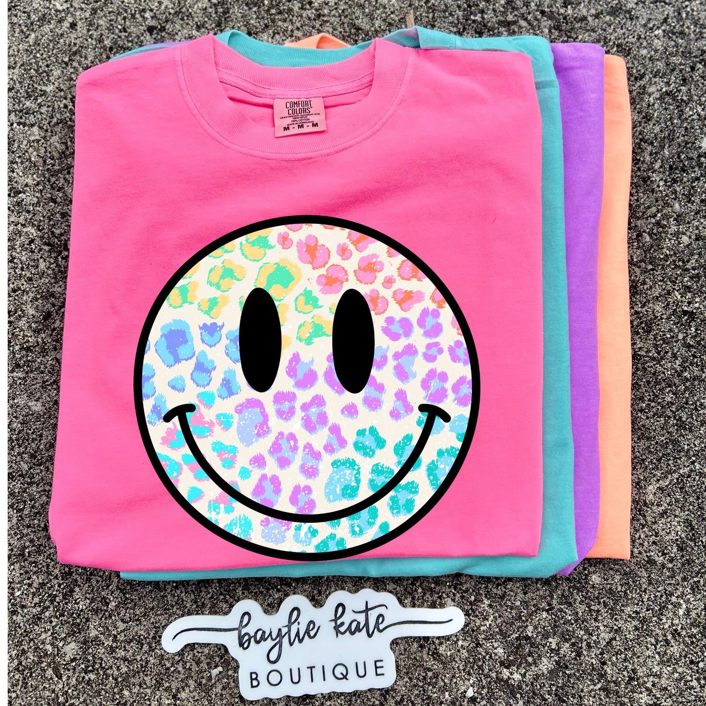 Pastel Leopard Smiley Face Everyday DTF Transfer