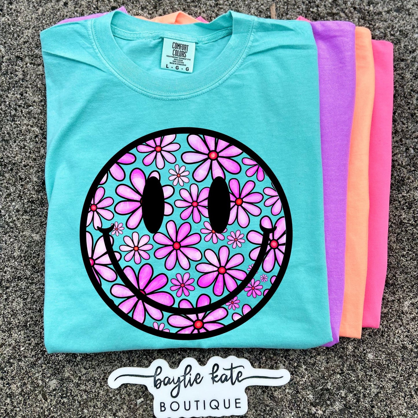 Purple Floral Smiley Face Everyday DTF Transfer