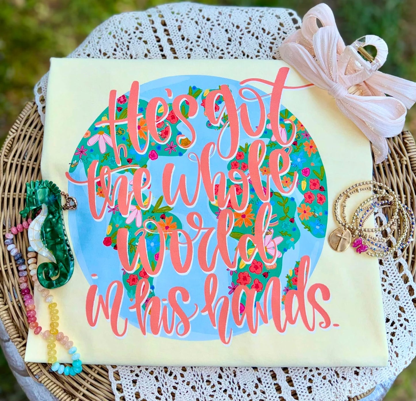 He's Got the Whole World in His Hands Faith DTF Print
