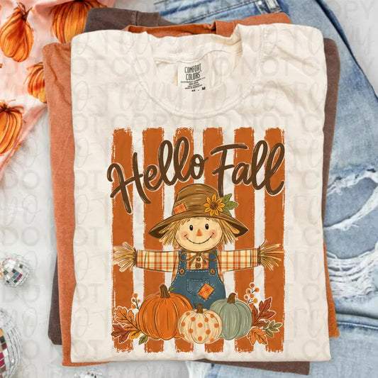 Hello Fall Scarecrow Fall DTF Print