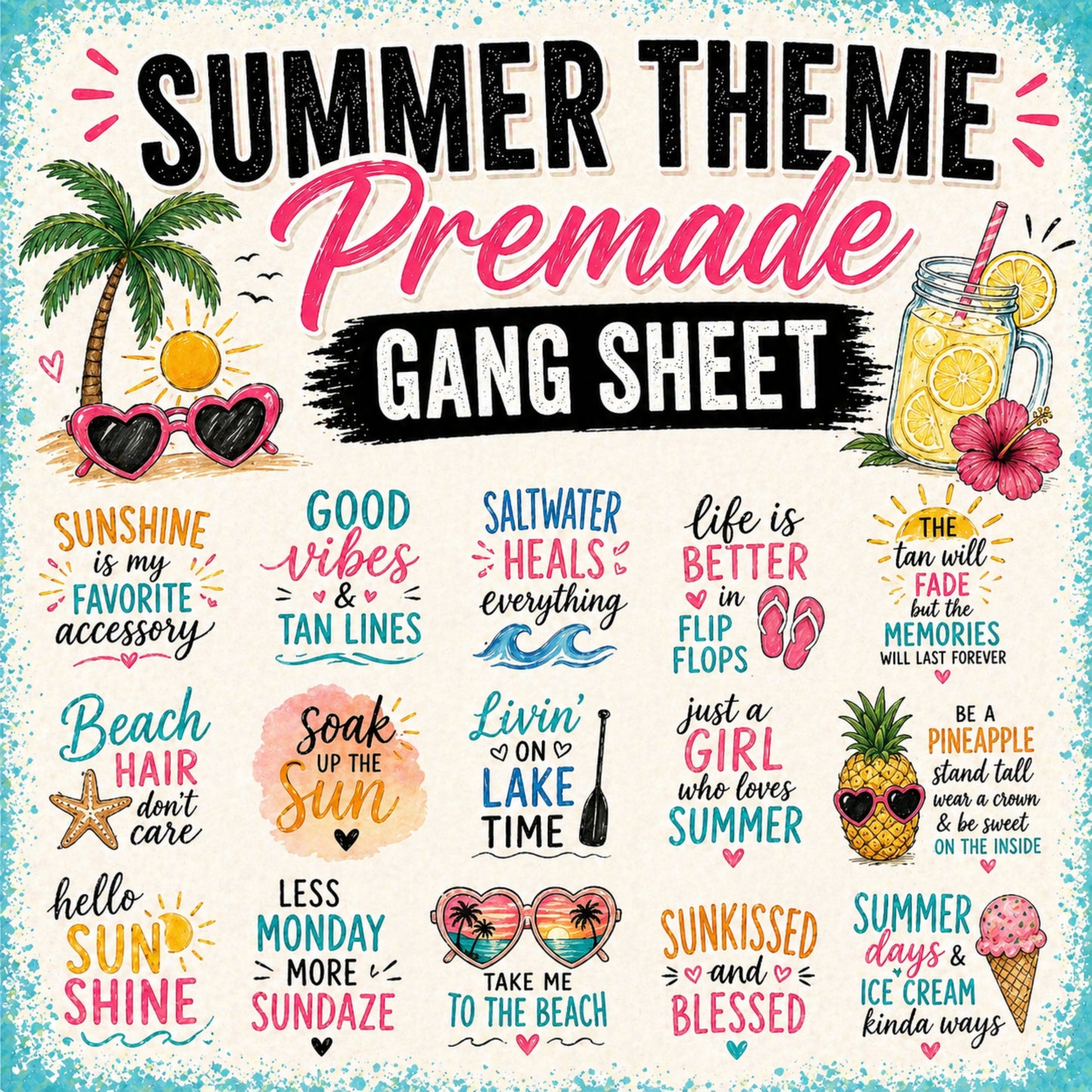 Summer Based 120' Premade Gang Sheet