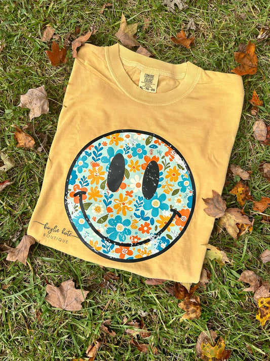 Fall Floral Smiley tee