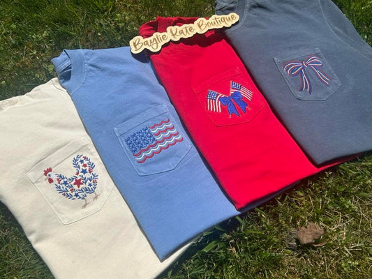 Embroidered Patriotic Pocket tee