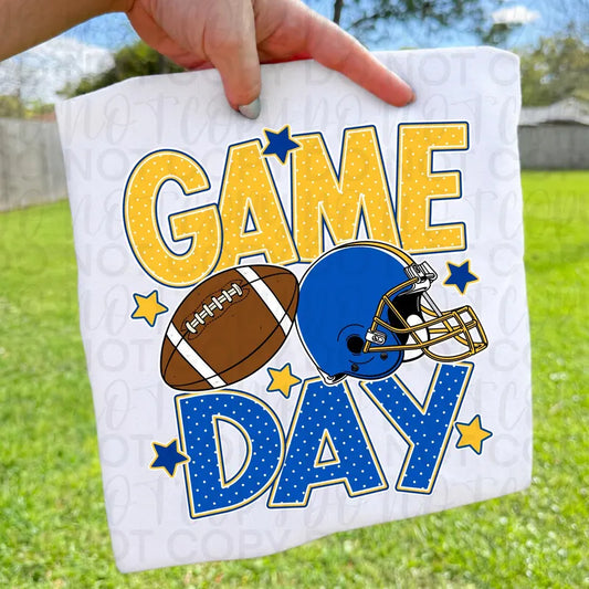 Football Game Day Yellow Blue Sports DTF Print