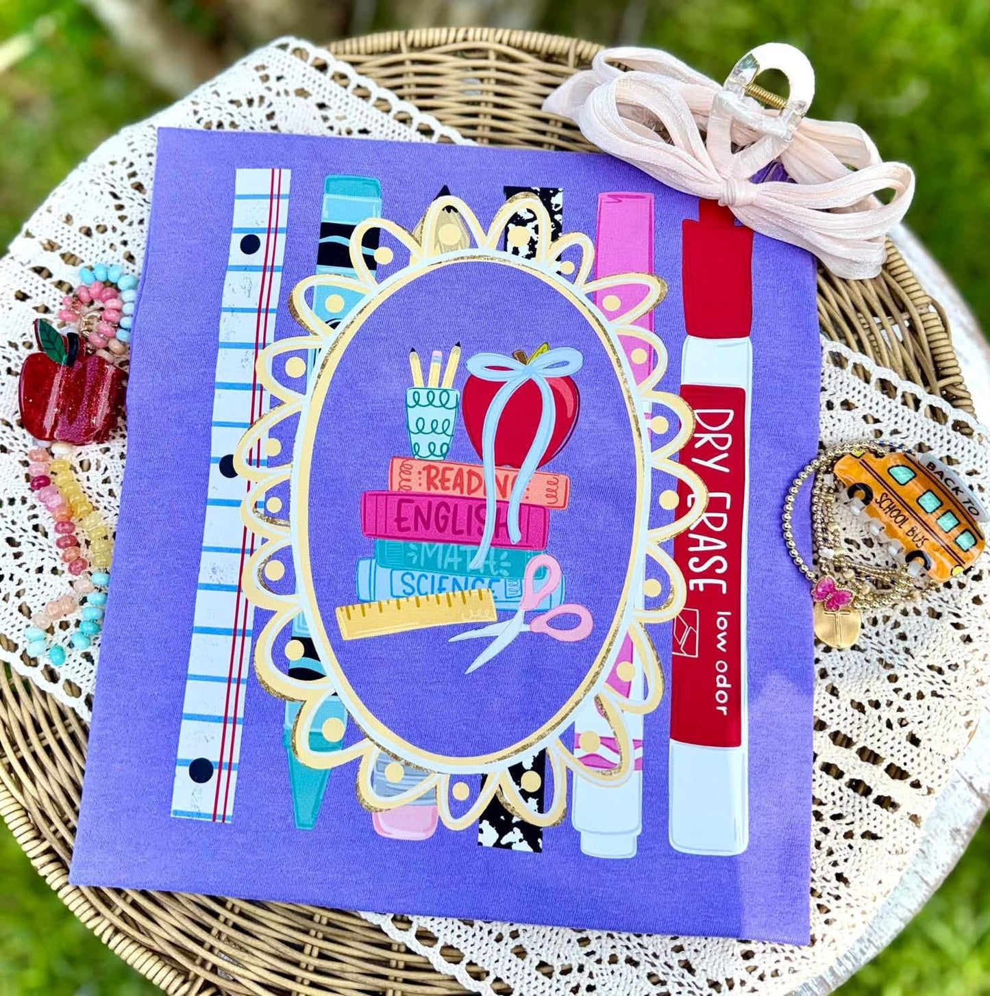 Supplies and Stripes School DTF Print