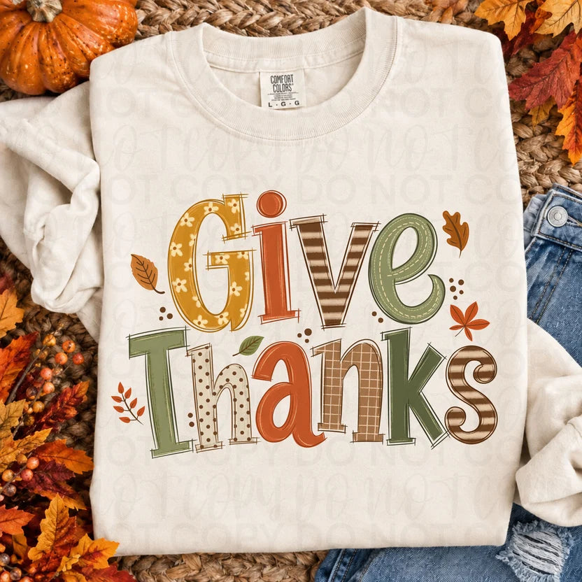 Give Thanks Fall Thanksgiving DTF Print
