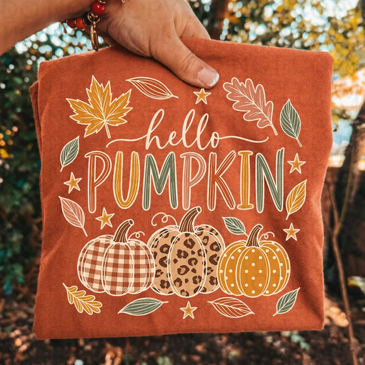 Hello Pumpkin Fall Thanksgiving DTF Print