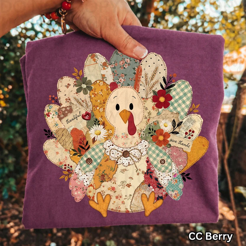 Patchwork Turkey Fall Thanksgiving DTF Print