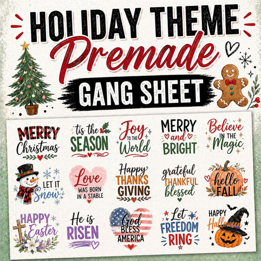 Holiday Based 120' Premade Gang Sheet
