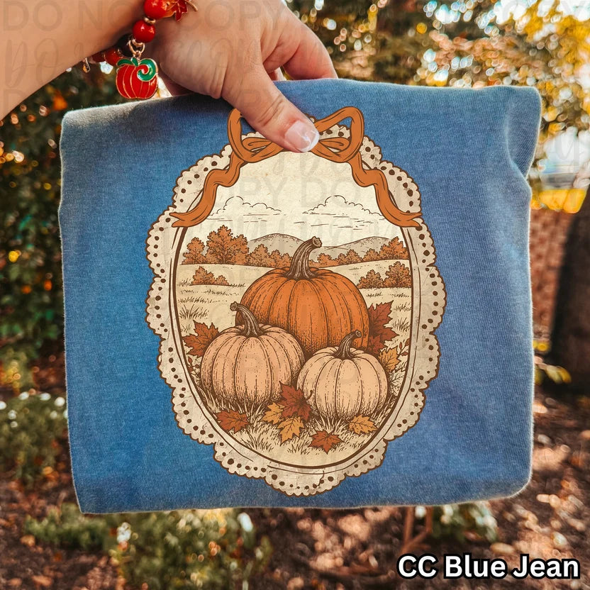 Pumpkin Field Vintage Fall Thanksgiving DTF Print