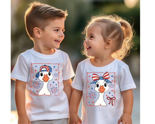 Boy/Girl Patriotic Goose July 4th DTF Transfer