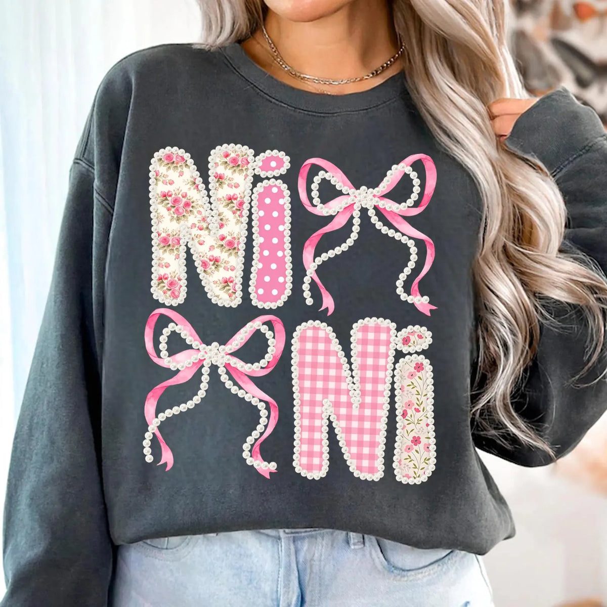 NiNi Pink Bows Mama DTF Print