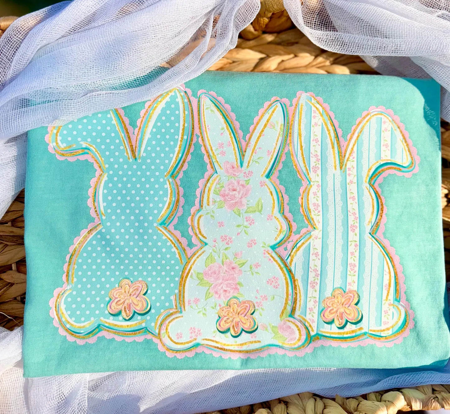 Watercolor Bunny Trio DTF Print