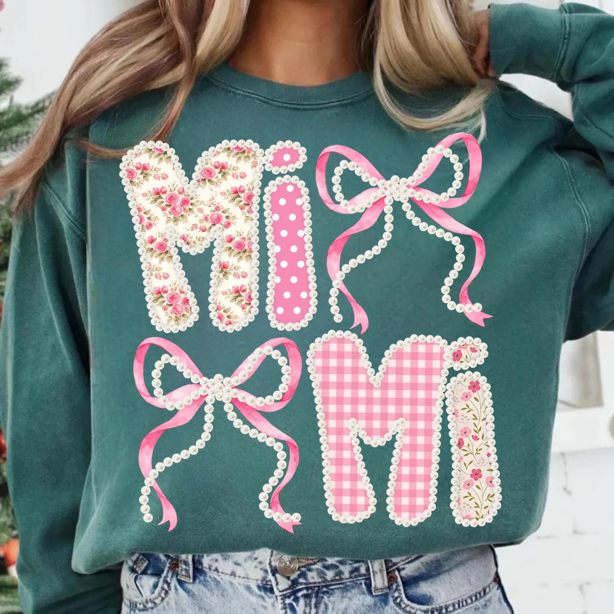 MiMi Pink Bows Mama DTF Print