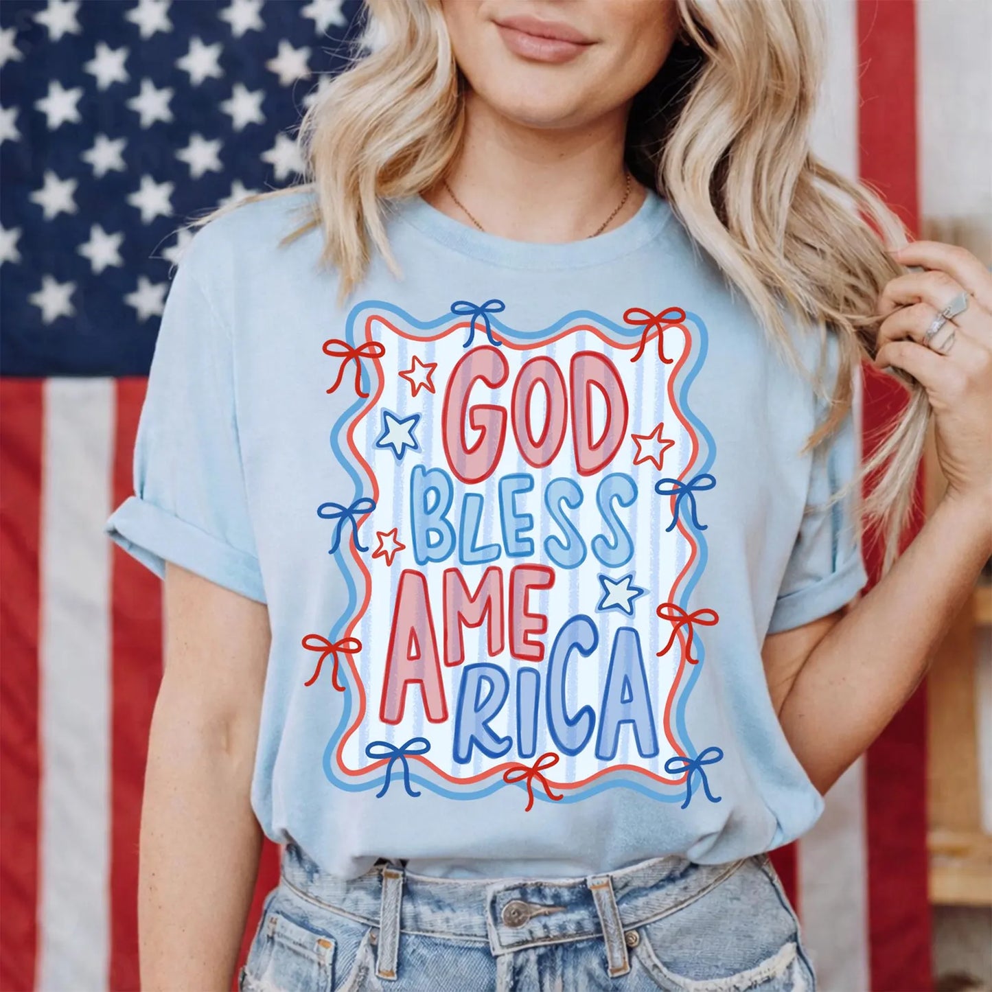 God Bless America July 4th DTF Transfer