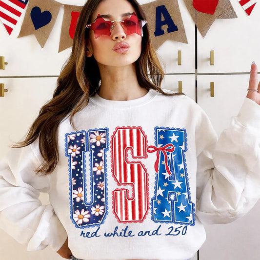 USA Red, White, and 250 July 4th DTF Transfer