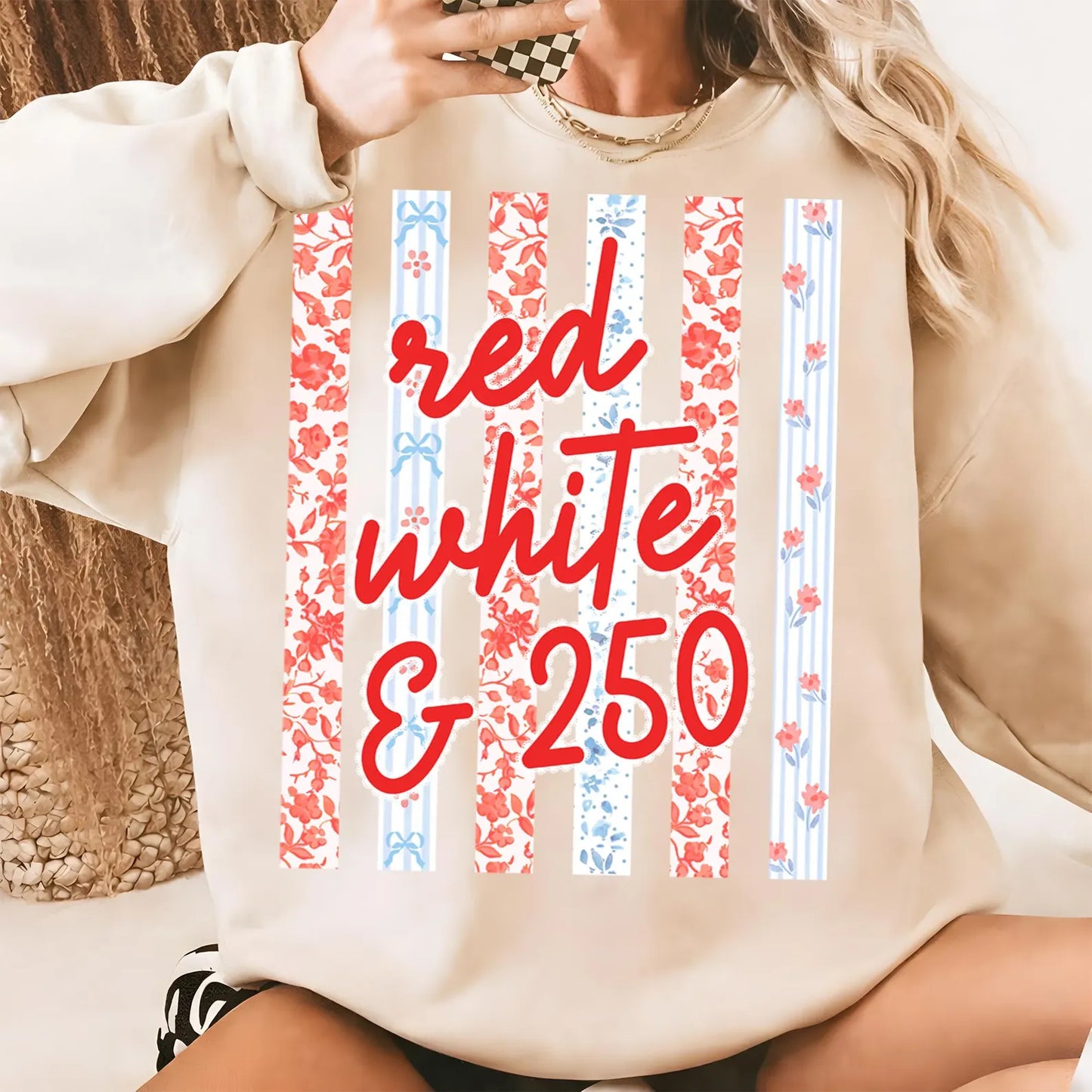Red, White, and 250 July 4th DTF Transfer