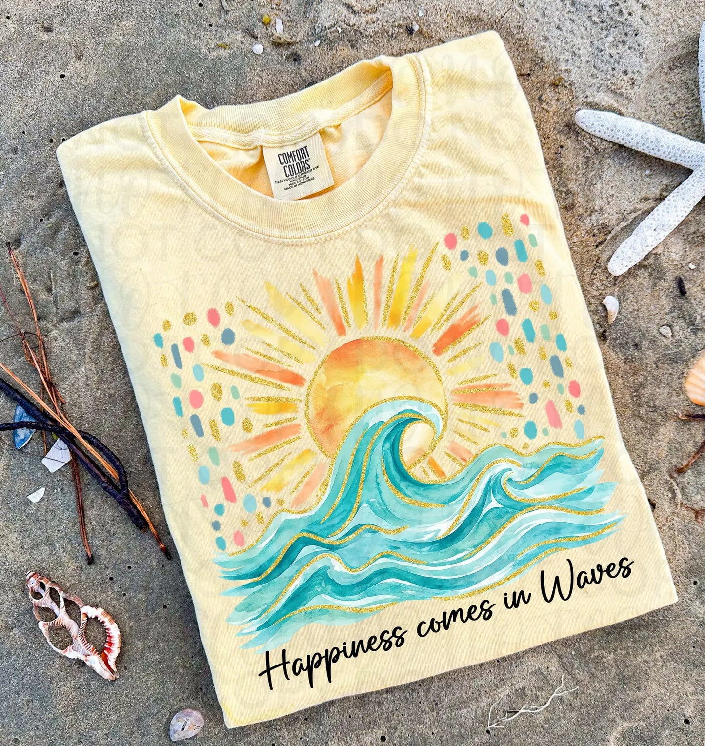 Happiness Comes in Waves Everyday DTF Transfer