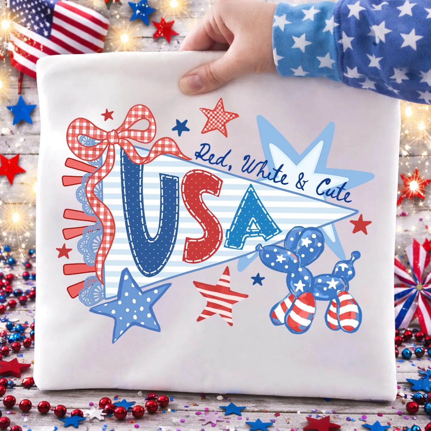 USA Pennant Flag July 4th DTF Transfer