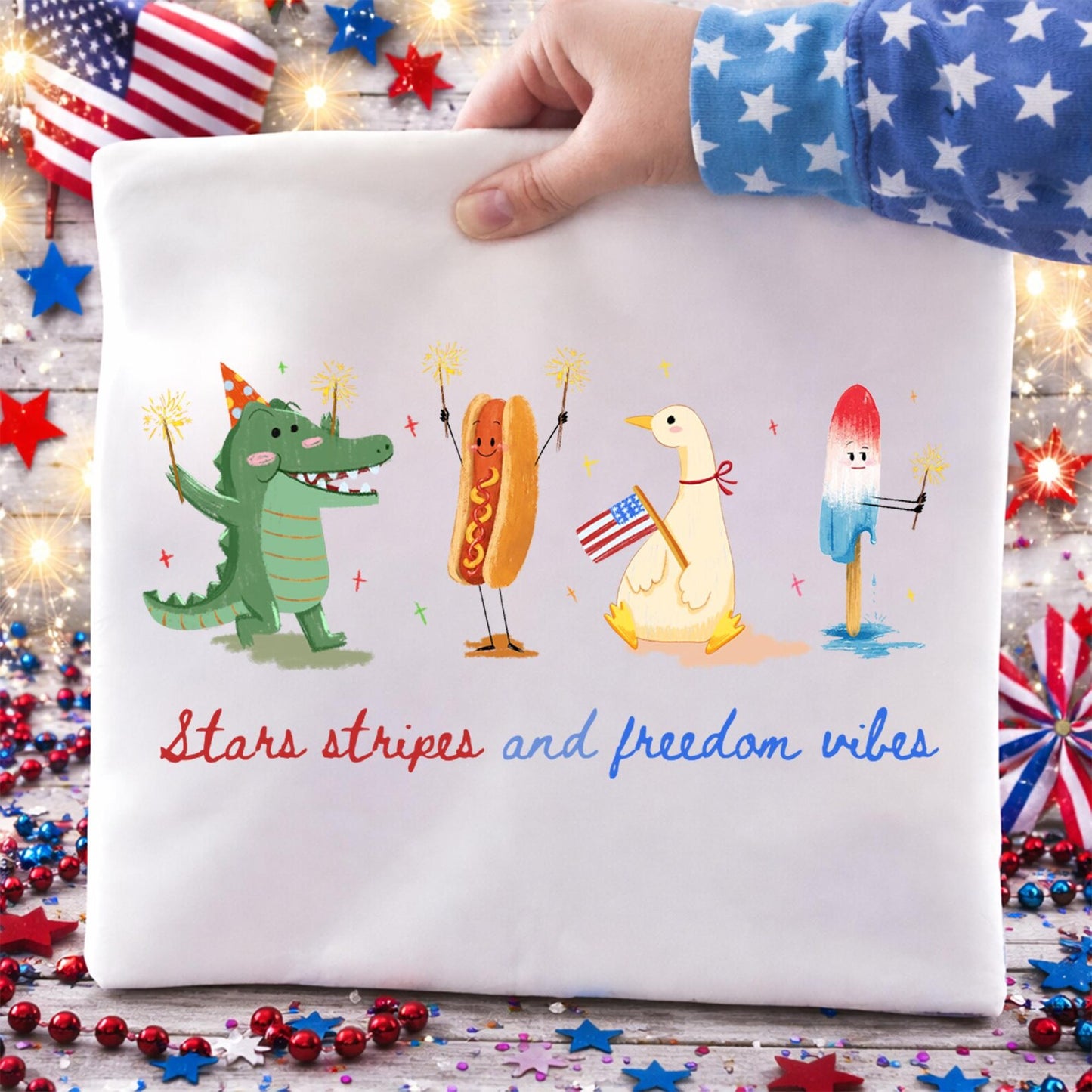 Stars, Stripes, & Freedom Vibes July 4th DTF Transfer