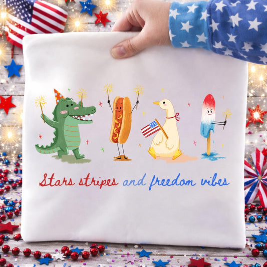 Stars, Stripes, & Freedom Vibes July 4th DTF Transfer
