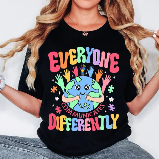 Everyone Communicates Differently Autism Awareness DTF Transfer