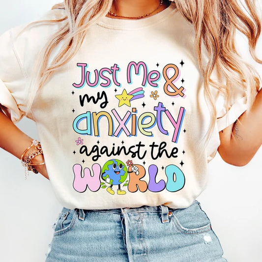 Me and My Anxiety Against the World Awareness DTF Transfer