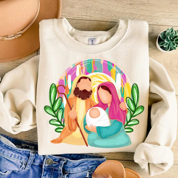 Baby Jesus Watercolor Christmas DTF Print