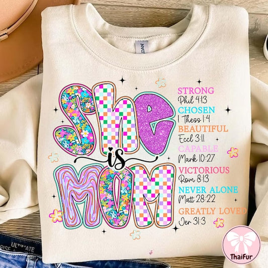 She Is Mom Neon Mama DTF Transfer