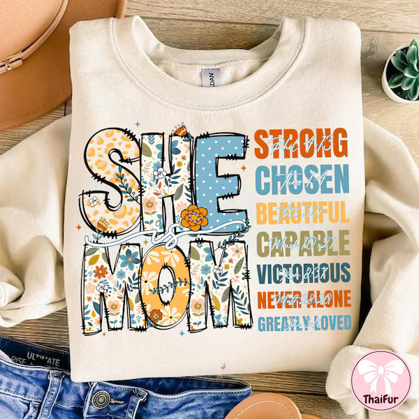 She Is Mom Primary Mama DTF Transfer