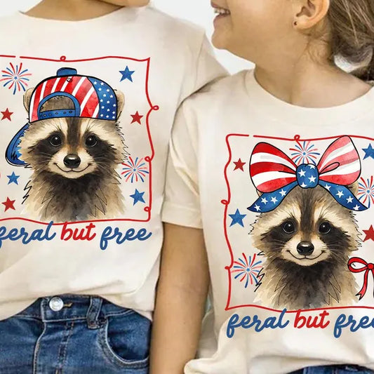 Boy/Girl Feral But Free July 4th DTF Transfer