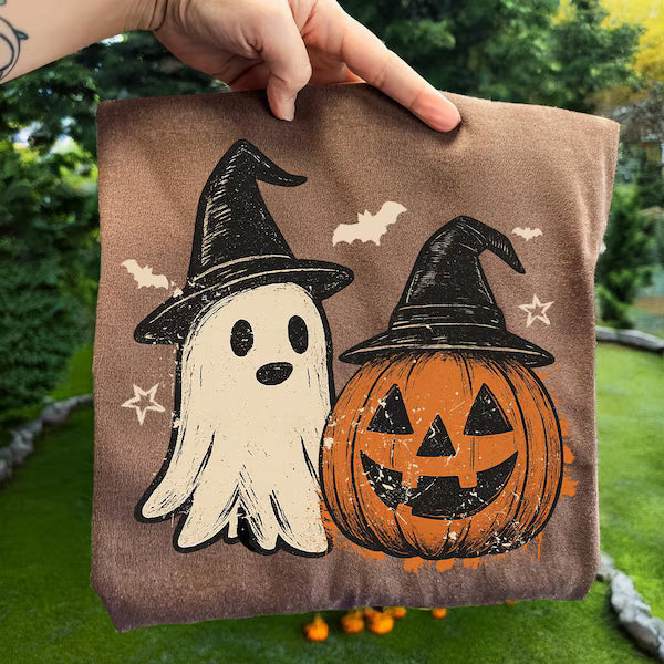 Pumpkin & Ghost Halloween DTF Print