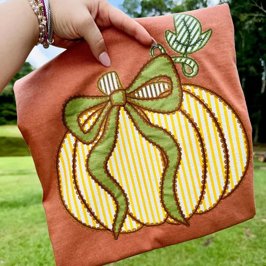 Striped Pumpkin Fall DTF Transfer