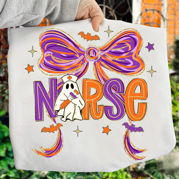 Purple Orange Nurse Ghost Halloween DTF Print