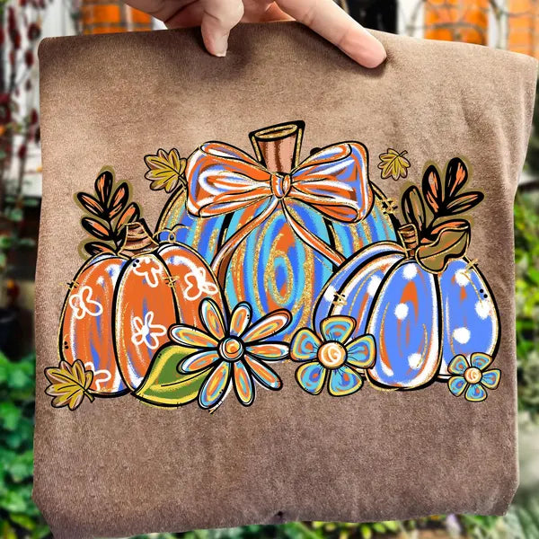 Watercolor Pumpkins Trio Fall DTF Print